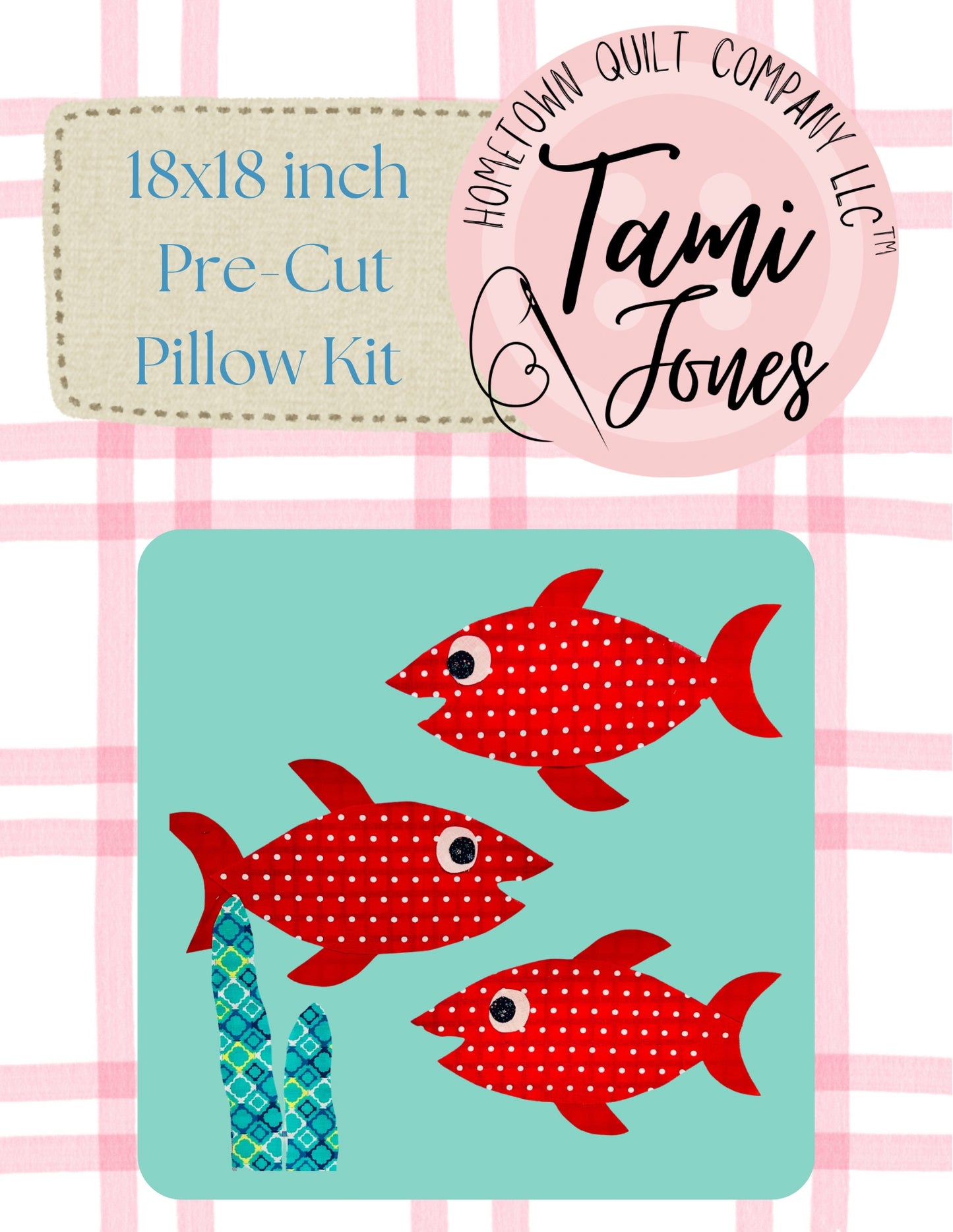 Fish 18x18 inch pre-cut pillow kit