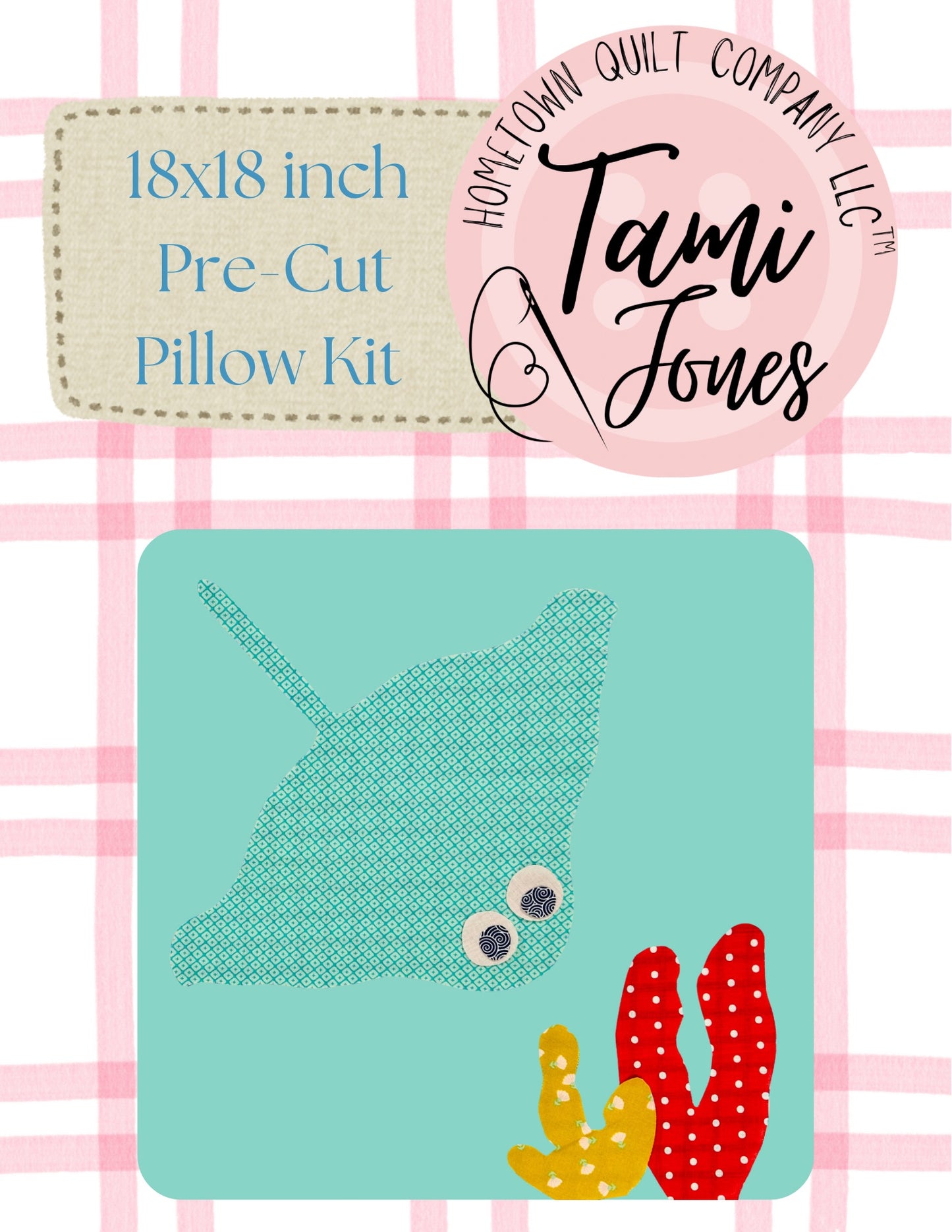 Stingray18x18 inch pre-cut pillow kit
