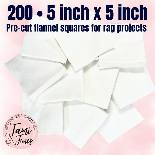 200 • 5 inch white flannel squares