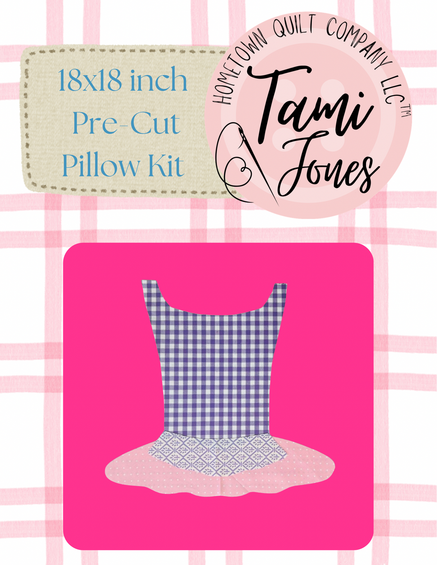 Ballerina 18x18 inch pre-cut pillow kit
