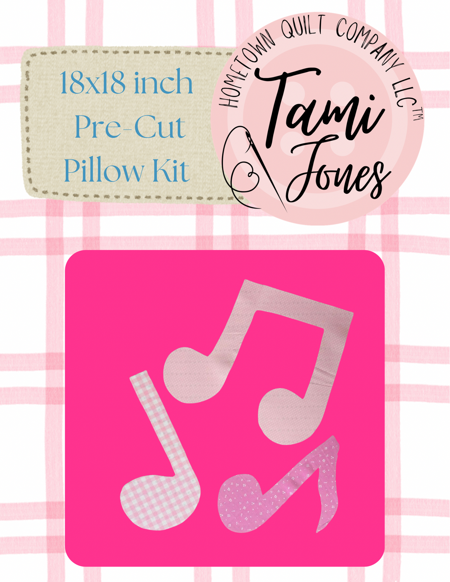 Music Notes 18x18 inch pre-cut pillow kit