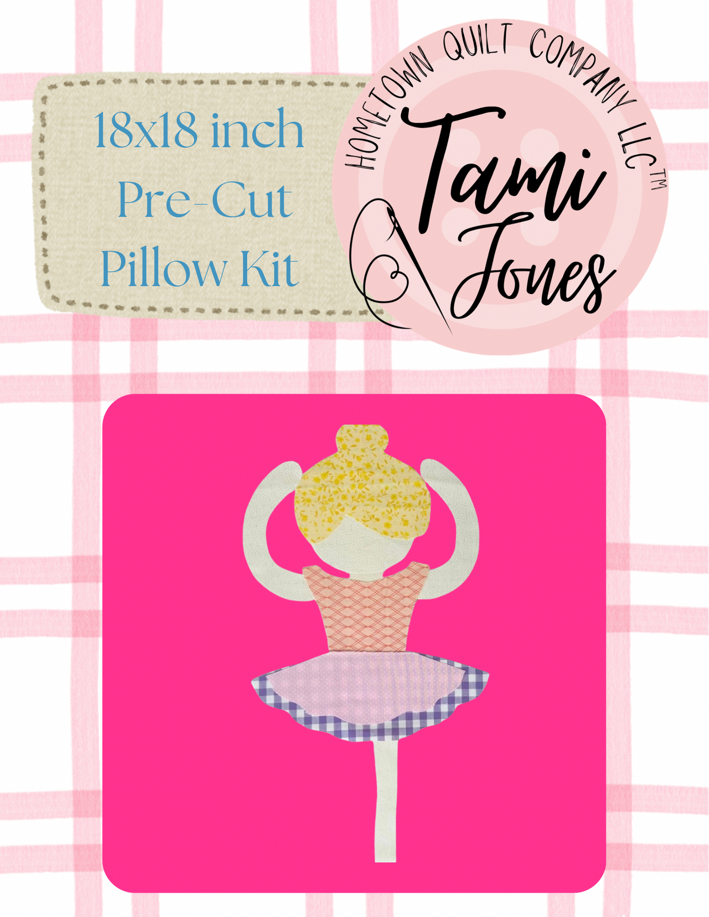 Ballerina 18x18 inch pre-cut pillow kit