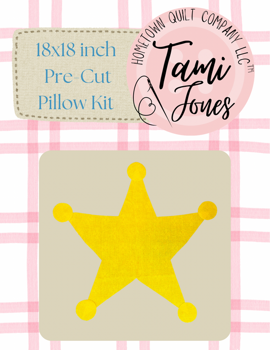 Sheriff Star 18x18 inch pre-cut pillow kit