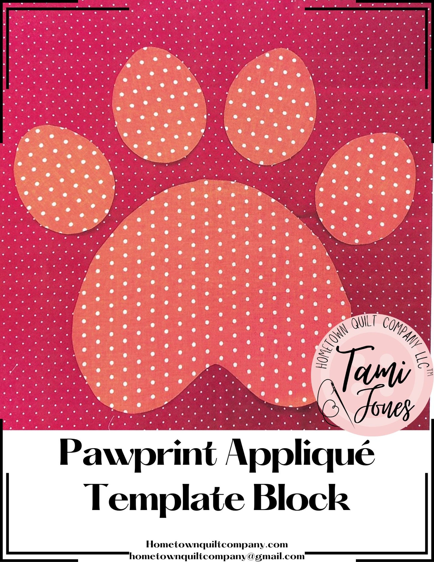 Pawprint Appliqué Printed Template Block