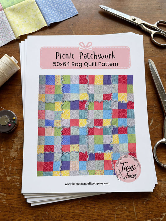 Picnic Patchwork Rag Quilt Printed Pattern