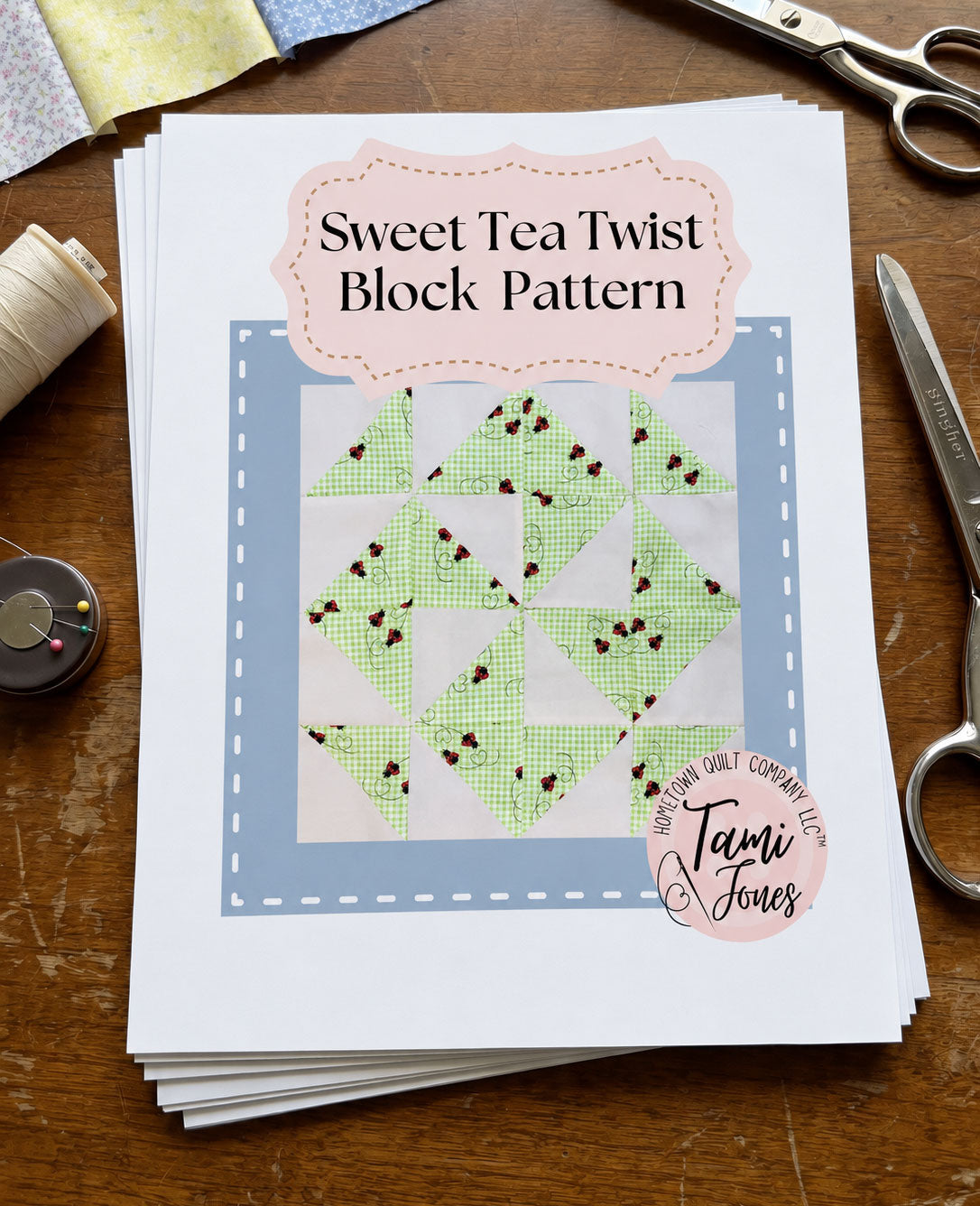 Sweet Tea Twist Quilt Block • Printed Pattern